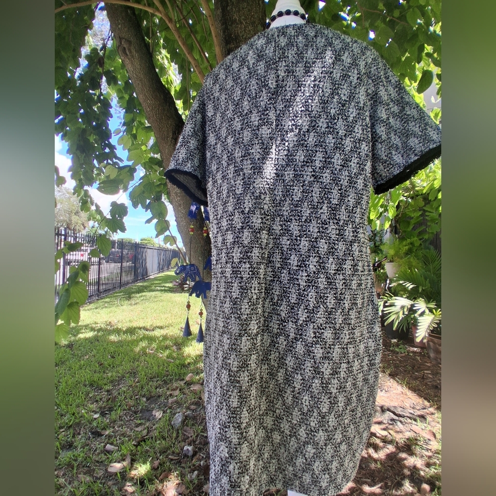 🔥Isaac Mizrahi Black White Tweed Midi Dress Size Large EUC & FREE GIFT - Picture 13 of 15